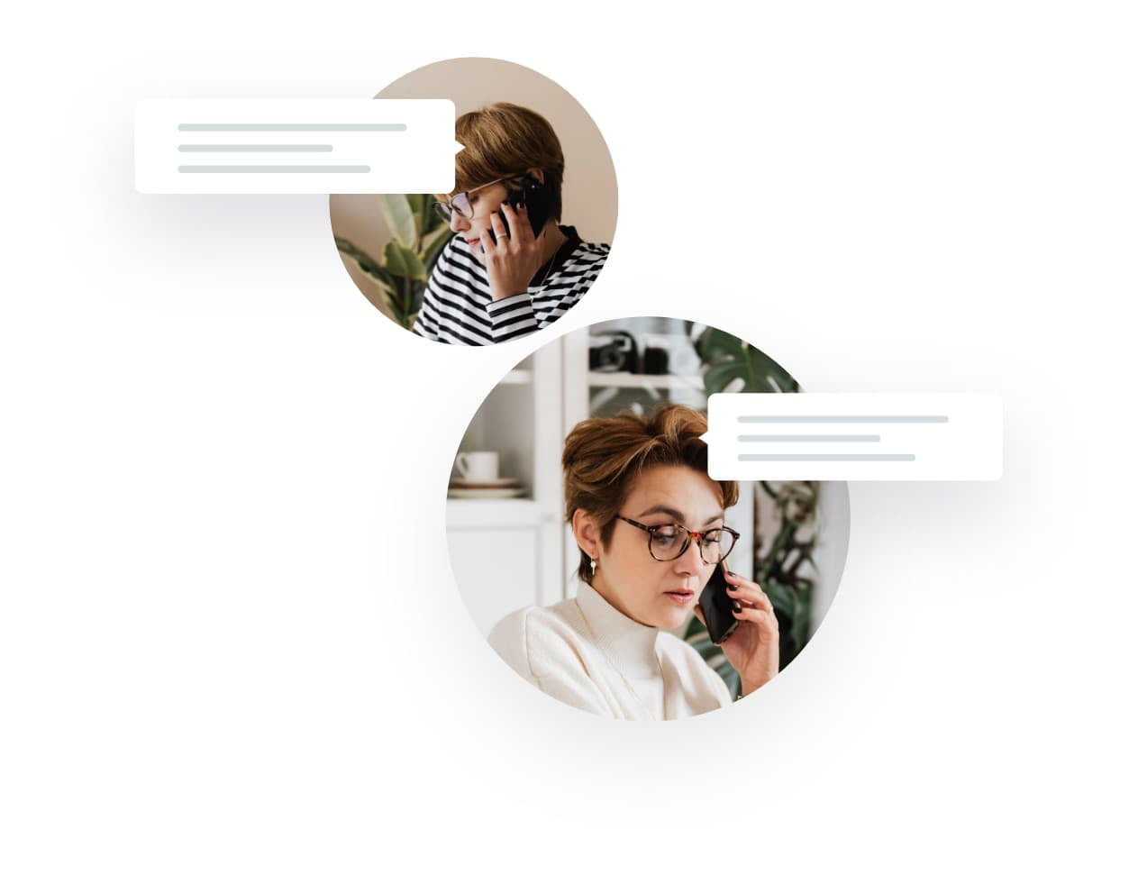 a woman talking on a cell phone while wearing glasses